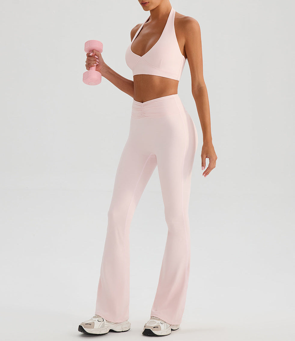 Cloud Flow Flared Leggings – Blush Pink